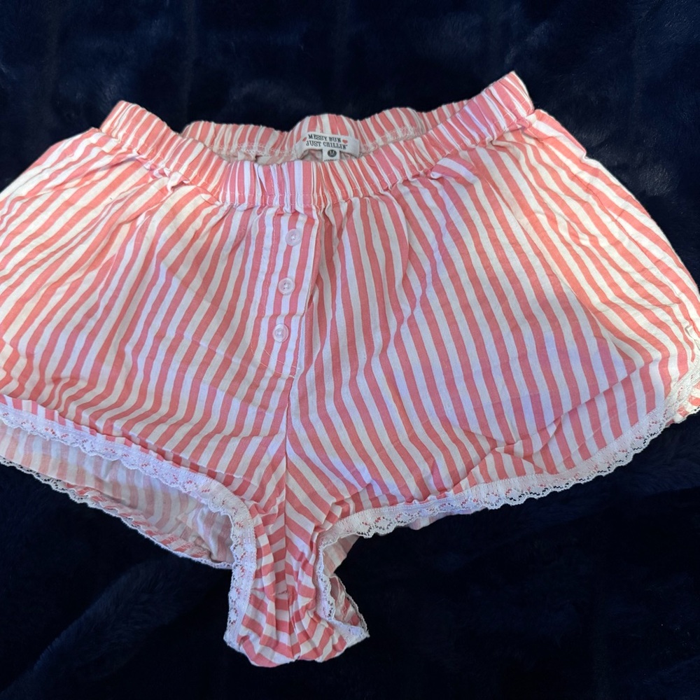 Pink and White Striped Shorts